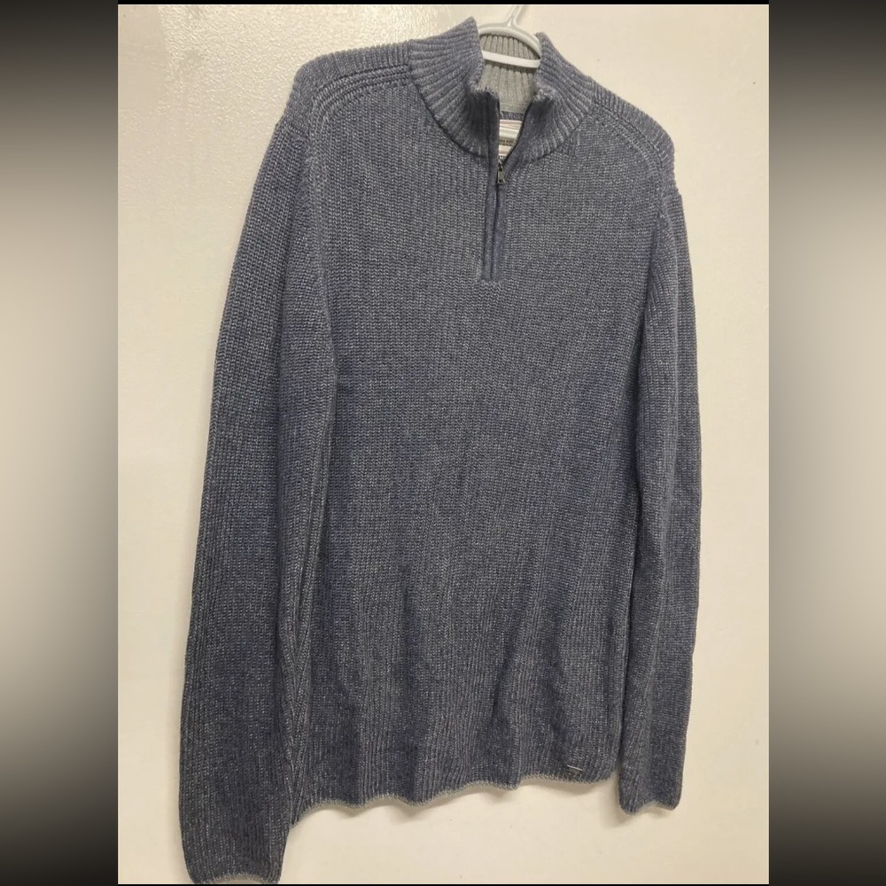 Flag & Anthem Mens 1/4 Zip Winter Sweater Pullover Medium Navy Blue Long Sleeve